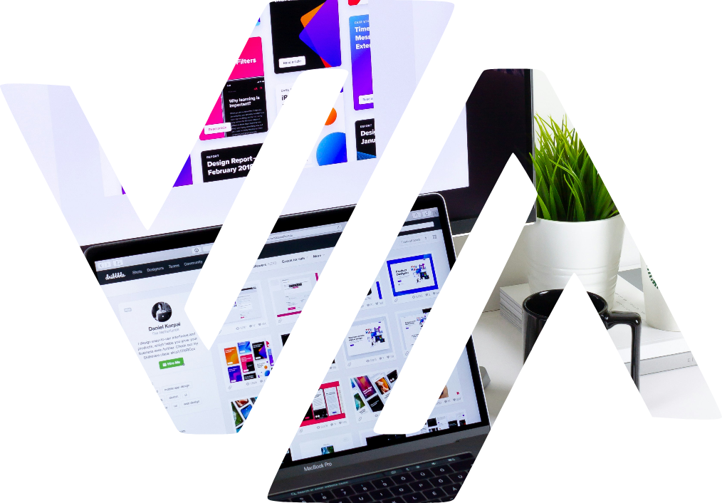 Visuel stylisé de l'identité de marque Volcéo Digital.